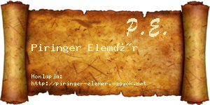 Piringer Elemér névjegykártya